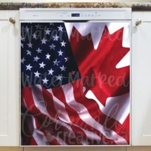 USA   Canada Flag Magnetic Dishwasher Door Cover