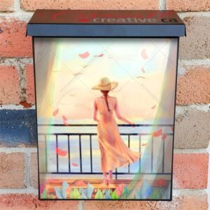 Beautiful Girl on the Balcony Colonial Mailbox Cover