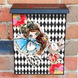 Alice and the White Rabbit Colonial Mailbox Cover