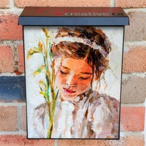 Beautiful Girl with Flower Colonial Mailbox Cover