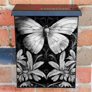 Black and White Butterfly Colonial Mailbox Cover