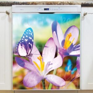 Butterfly on the Crocus Magnetic Dishwasher Door Cover