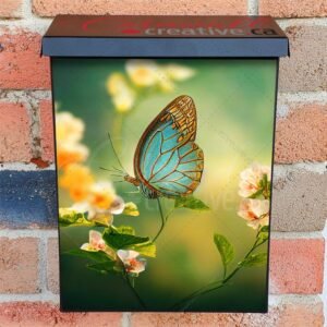 Blue Butterfly on a Flower Colonial Mailbox Cover