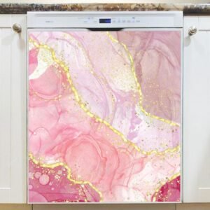 Pink Marble Design Magnetic Dishwasher Door Cover