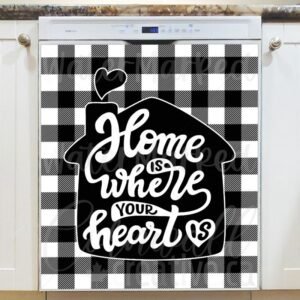 Home Sweet Home Buffalo Plaid Magnetic Dishwasher Door Cover