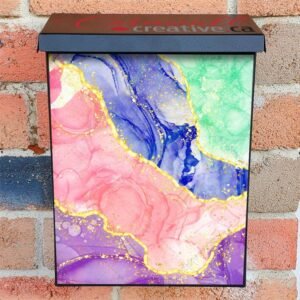 Pink and Blue Marble Design Colonial Mailbox Cover