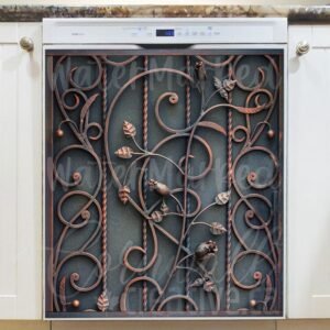 Forged Iron Flower Pattern Magnetic Dishwasher Door Cover