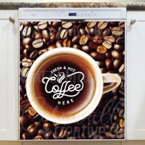 Coffee Cup and Coffee Beans #2 Magnetic Dishwasher Door Cover