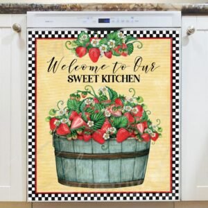 Strawberries and Flowers Magnetic Dishwasher Door Cover