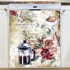 Vintage Coffee Design #2 Magnetic Dishwasher Door Cover