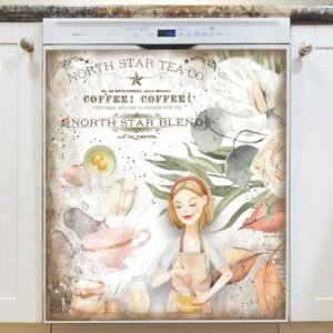 Vintage Bakery Design #4 Magnetic Dishwasher Door Cover