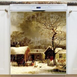 Winter Scene by G. Durrie Magnetic Dishwasher Door Cover