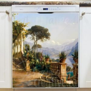 Lodge on Lake Como by C. F. Aagaard Magnetic Dishwasher Door Cover