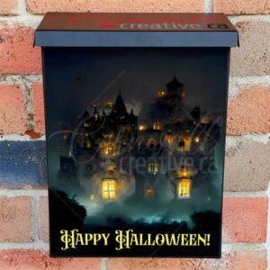 Dark Halloween Castle Colonial Mailbox Cover