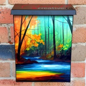 Beautiful Trees and Stream Colonial Mailbox Cover