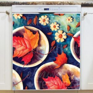 Leaves and Flowers Magnetic Dishwasher Door Cover