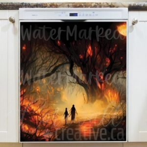 Lost Kids in the Halloween Forest Magnetic Dishwasher Door Cover