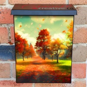 Leaf Covered Road Colonial Mailbox Cover