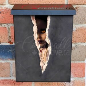 Scary Doll Behind the Wall Colonial Mailbox Cover