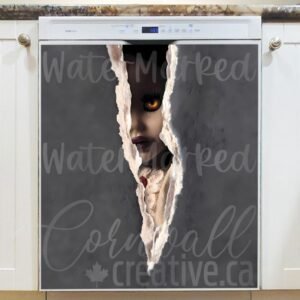 Scary Doll Behind the Wall Magnetic Dishwasher Door Cover