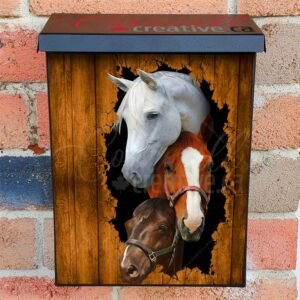 Horses at the Broken Wall Colonial Mailbox Cover