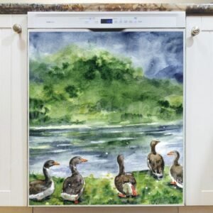 Rainy Day at the Pond Magnetic Dishwasher Door Cover