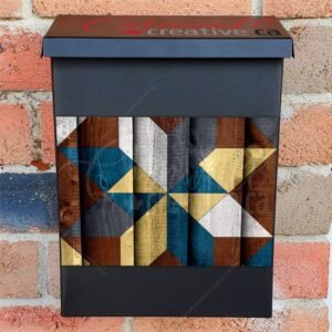 Quilt Design on Wood Colonial Mailbox Cover