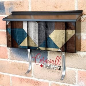 Quilt Design on Wood Wall-mounted Townhouse Mailbox Cover