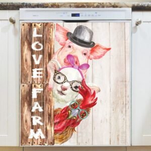 Peeking Farm Animals Magnetic Dishwasher Door Cover