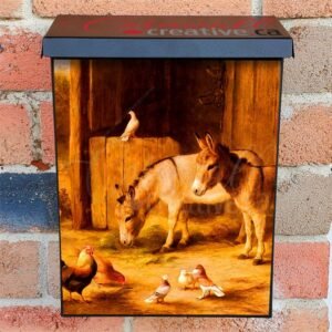 Donkeys Chickens and Pigeons Colonial Mailbox Cover
