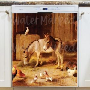 Donkeys Chickens and Pigeons Magnetic Dishwasher Door Cover