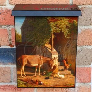 Donkey with Hens and Rabbits Colonial Mailbox Cover
