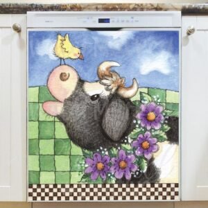 Country Cow and Flowers #2 Magnetic Dishwasher Door Cover