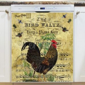 Vintage Rooster Postcard Design #2 Magnetic Dishwasher Door Cover