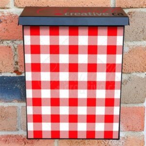 Red and White Buffalo Plaid Design Colonial Mailbox Cover