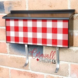 Red and White Buffalo Plaid Design Wall-mounted Townhouse Mailbox Cover