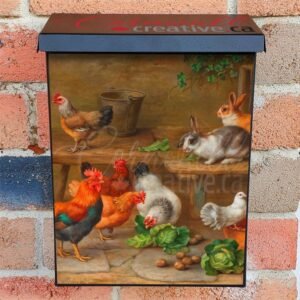 Rabbits, Chickens, and Pigeons Colonial Mailbox Cover
