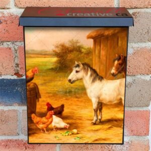 Ponies and Chickens Colonial Mailbox Cover