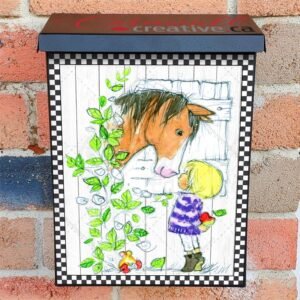 Horse with a Little Girl Colonial Mailbox Cover