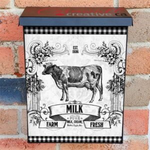 Vintage Milk Farm Cow Design Colonial Mailbox Cover