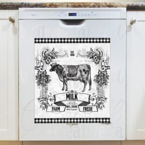 Vintage Milk Farm Cow Design Magnetic Dishwasher Door Cover