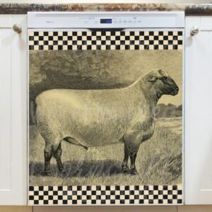 Vintage Sheep Design #2 Magnetic Dishwasher Door Cover