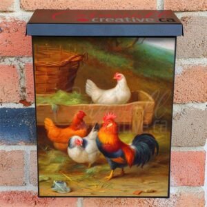 Rooster with Hens Colonial Mailbox Cover