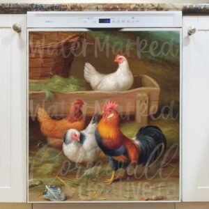 Rooster with Hens Magnetic Dishwasher Door Cover