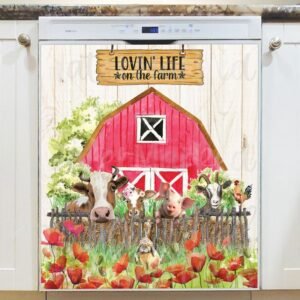 Farm Animals over the Fence Magnetic Dishwasher Door Cover