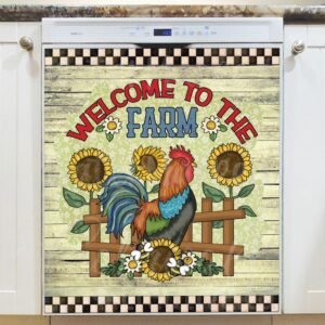 Welcome to the Farm Rooster Magnetic Dishwasher Door Cover