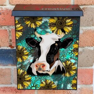 Cow with Sunflowers Colonial Mailbox Cover