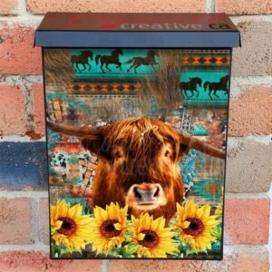 Bull with Sunflowers Colonial Mailbox Cover