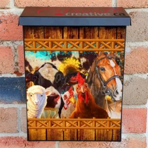 Funny Farm Animals Design Colonial Mailbox Cover