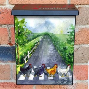 Hens Crossing the Road Colonial Mailbox Cover